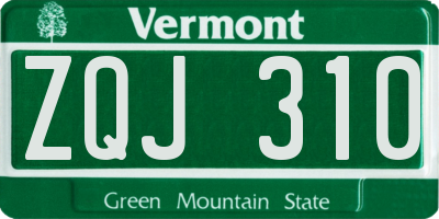 VT license plate ZQJ310