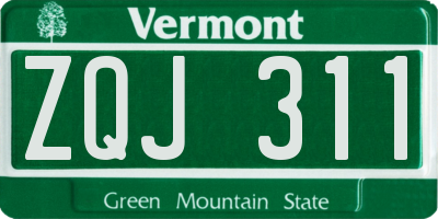 VT license plate ZQJ311
