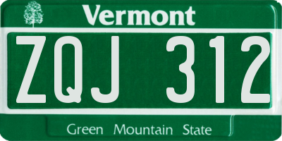 VT license plate ZQJ312