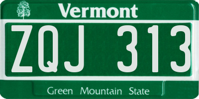 VT license plate ZQJ313