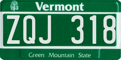 VT license plate ZQJ318