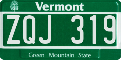 VT license plate ZQJ319