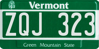 VT license plate ZQJ323