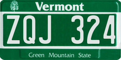 VT license plate ZQJ324