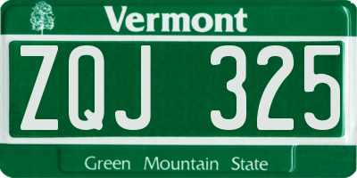 VT license plate ZQJ325