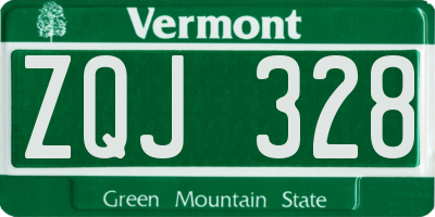VT license plate ZQJ328