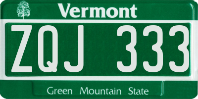 VT license plate ZQJ333