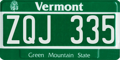VT license plate ZQJ335
