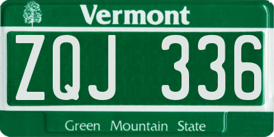 VT license plate ZQJ336