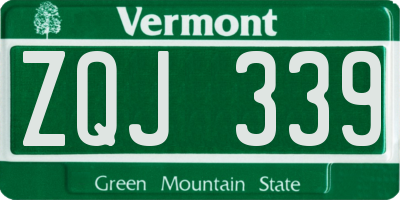 VT license plate ZQJ339