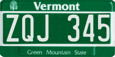 VT license plate ZQJ345