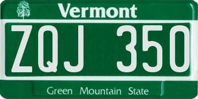 VT license plate ZQJ350