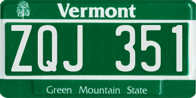 VT license plate ZQJ351