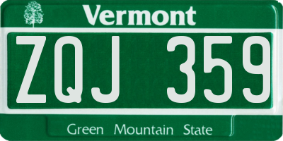 VT license plate ZQJ359