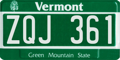 VT license plate ZQJ361
