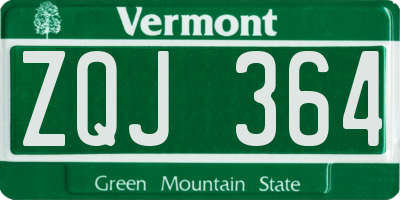 VT license plate ZQJ364