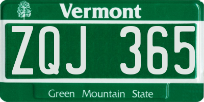VT license plate ZQJ365