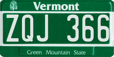 VT license plate ZQJ366