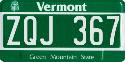 VT license plate ZQJ367