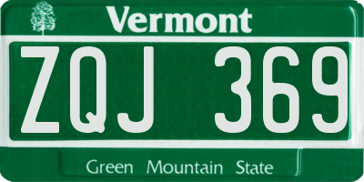 VT license plate ZQJ369
