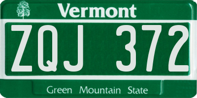 VT license plate ZQJ372