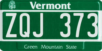VT license plate ZQJ373