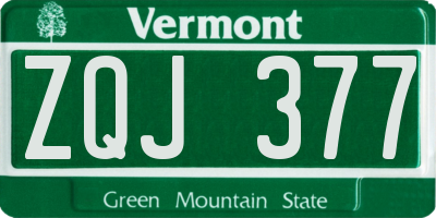 VT license plate ZQJ377