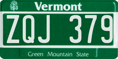 VT license plate ZQJ379
