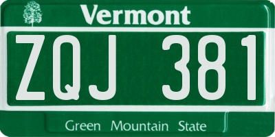 VT license plate ZQJ381