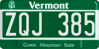 VT license plate ZQJ385