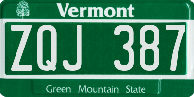 VT license plate ZQJ387
