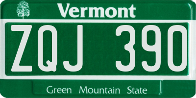VT license plate ZQJ390