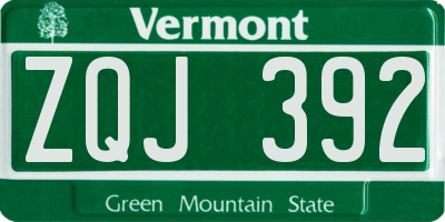 VT license plate ZQJ392