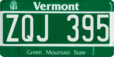 VT license plate ZQJ395