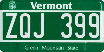 VT license plate ZQJ399