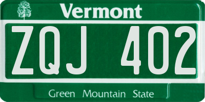 VT license plate ZQJ402