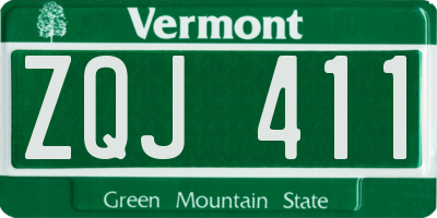 VT license plate ZQJ411