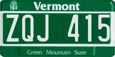 VT license plate ZQJ415