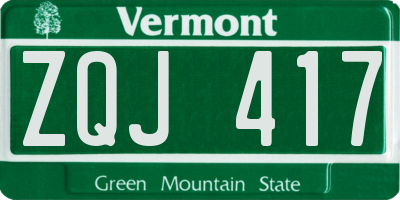 VT license plate ZQJ417