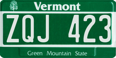 VT license plate ZQJ423
