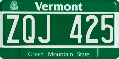 VT license plate ZQJ425
