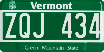 VT license plate ZQJ434