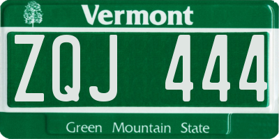 VT license plate ZQJ444