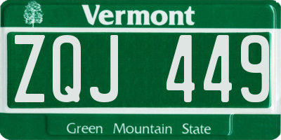 VT license plate ZQJ449