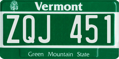 VT license plate ZQJ451
