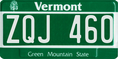 VT license plate ZQJ460