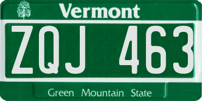 VT license plate ZQJ463