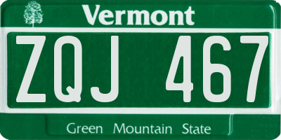 VT license plate ZQJ467