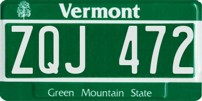 VT license plate ZQJ472