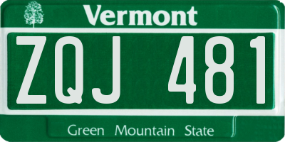 VT license plate ZQJ481